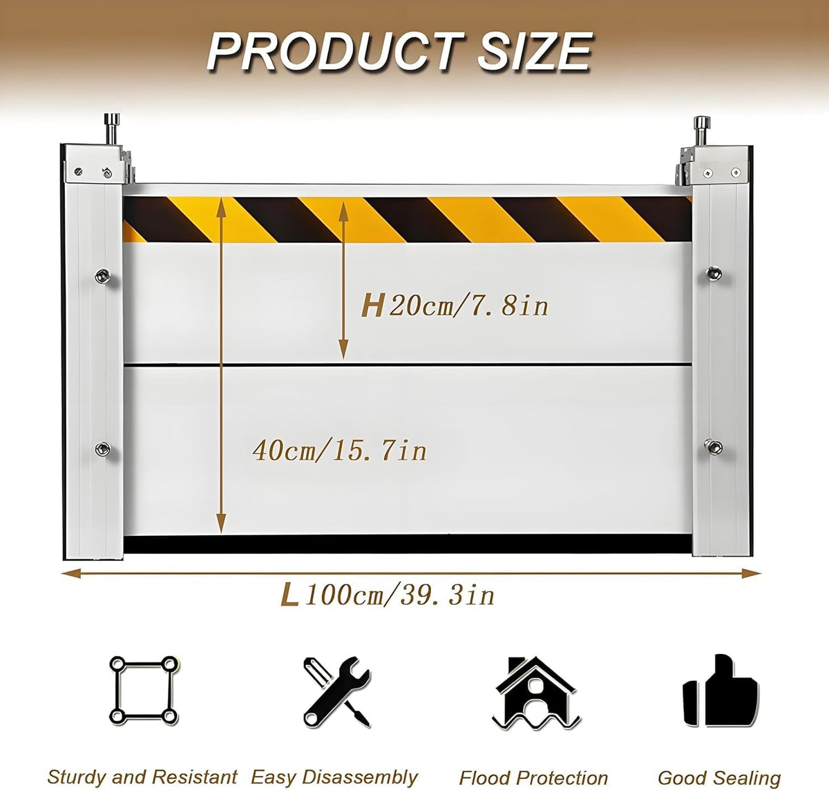 Flood Barriers for Home Exterior - Aluminum Alloy Outdoor Easy Flood Barrier Garage Doors Water Barriers for Flooding,H47.2 Inch/L5.5FT