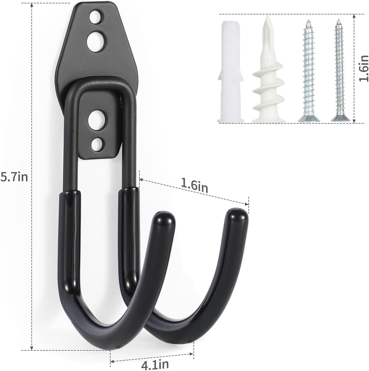 Garage Tool Hooks Wall Mount, 6 Pack Heavy Duty Storage Hooks for Garden Tools, Wall Hooks for Garden Hoses, Brooms, Ladders, Garage Storage and Organization Accessories
