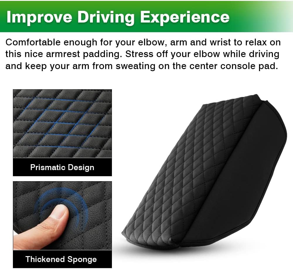 Shademax Custom for Center Console Cover Kia Sportage 2023 2024 2025 2026 Armrest Cover Center Console Cushion Pad PU Leather Armrest Seat Box Cover Protector Sportage Accessories Anti-Scratch Black
