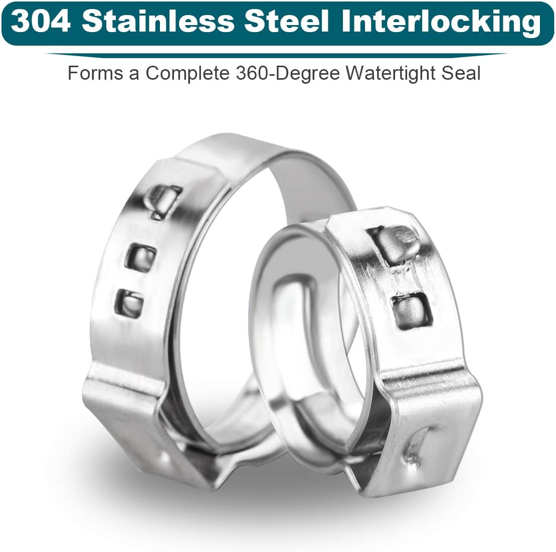 LOKMAN 50 Pack 1/2 Inch PEX Cinch Clamps, Stainless Steel Rings Pinch Clamps for PEX Tubing Pipe Fitting Connections (1/2 Inch)