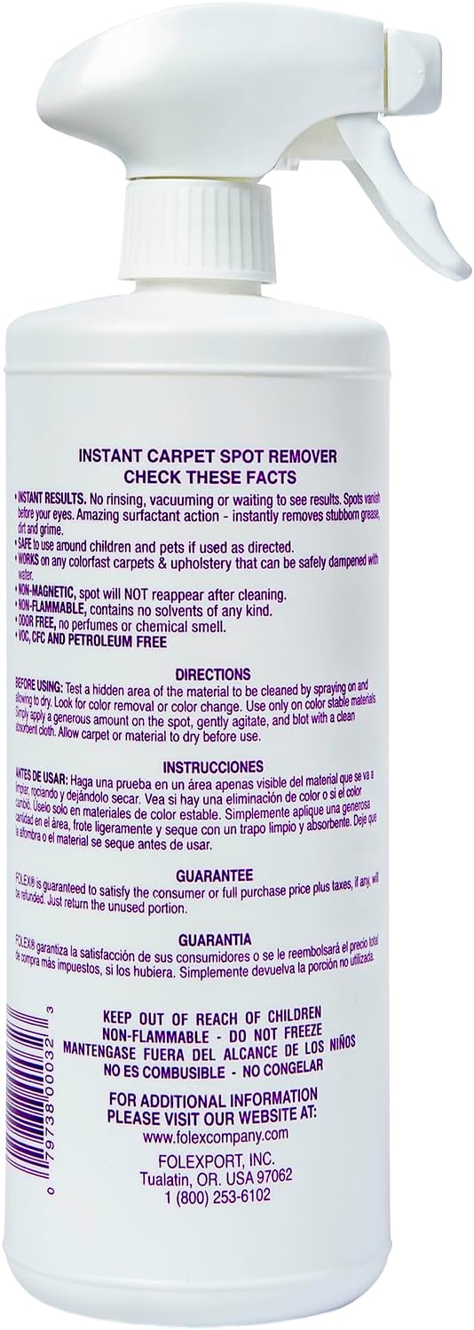 FOLEX Instant Carpet Spot Remover and Hardwood, Laminate, Tile & Floor Cleaner Bundle – Powerful Stain Remover for Carpet, Rugs, Upholstery, and Multi-Surface Floor Cleaning, 32 oz Each