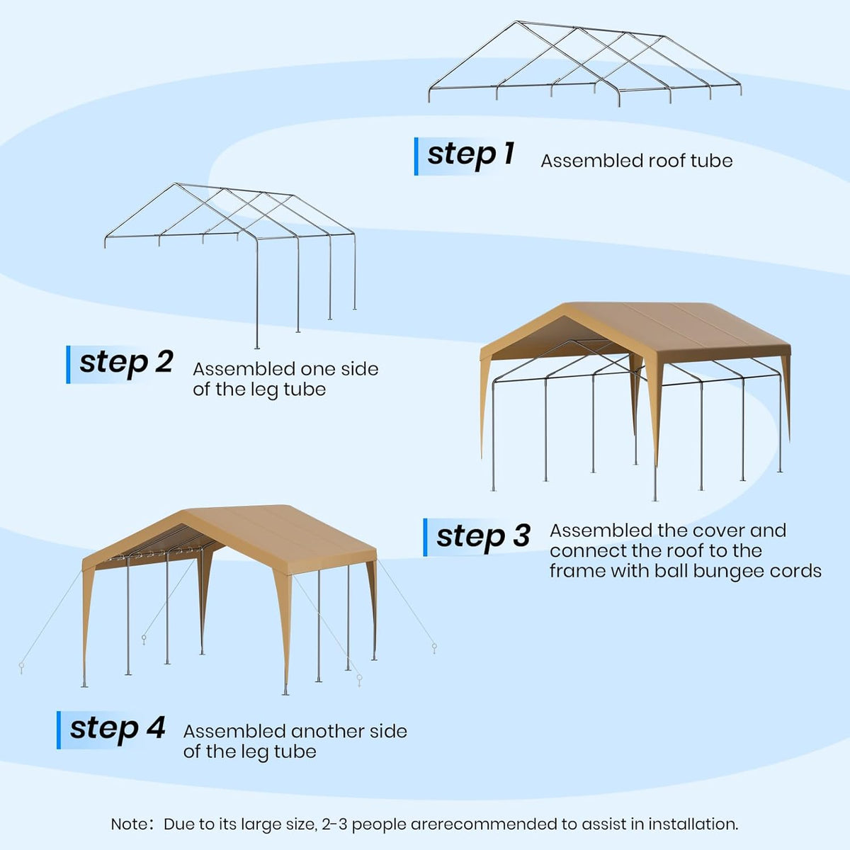 Carport 12x20 Heavy Duty Portable Garage,Galvanized Frame Carport Canopy,Portable Garages and Shelters with 8 Leg&4 Wind Rope,Car Tent Garage with All-Season Tarp for Truck Boat,Without Sidewall