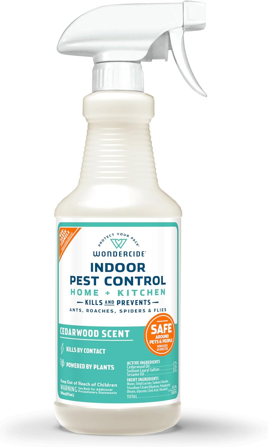 Wondercide - Indoor Pest Control Spray for Home and Kitchen - Ant, Roach, Spider, Fly, Flea, Bug Killer and Insect Repellent - with Natural Essential Oils - Pet and Family Safe — Cedarwood 16 oz