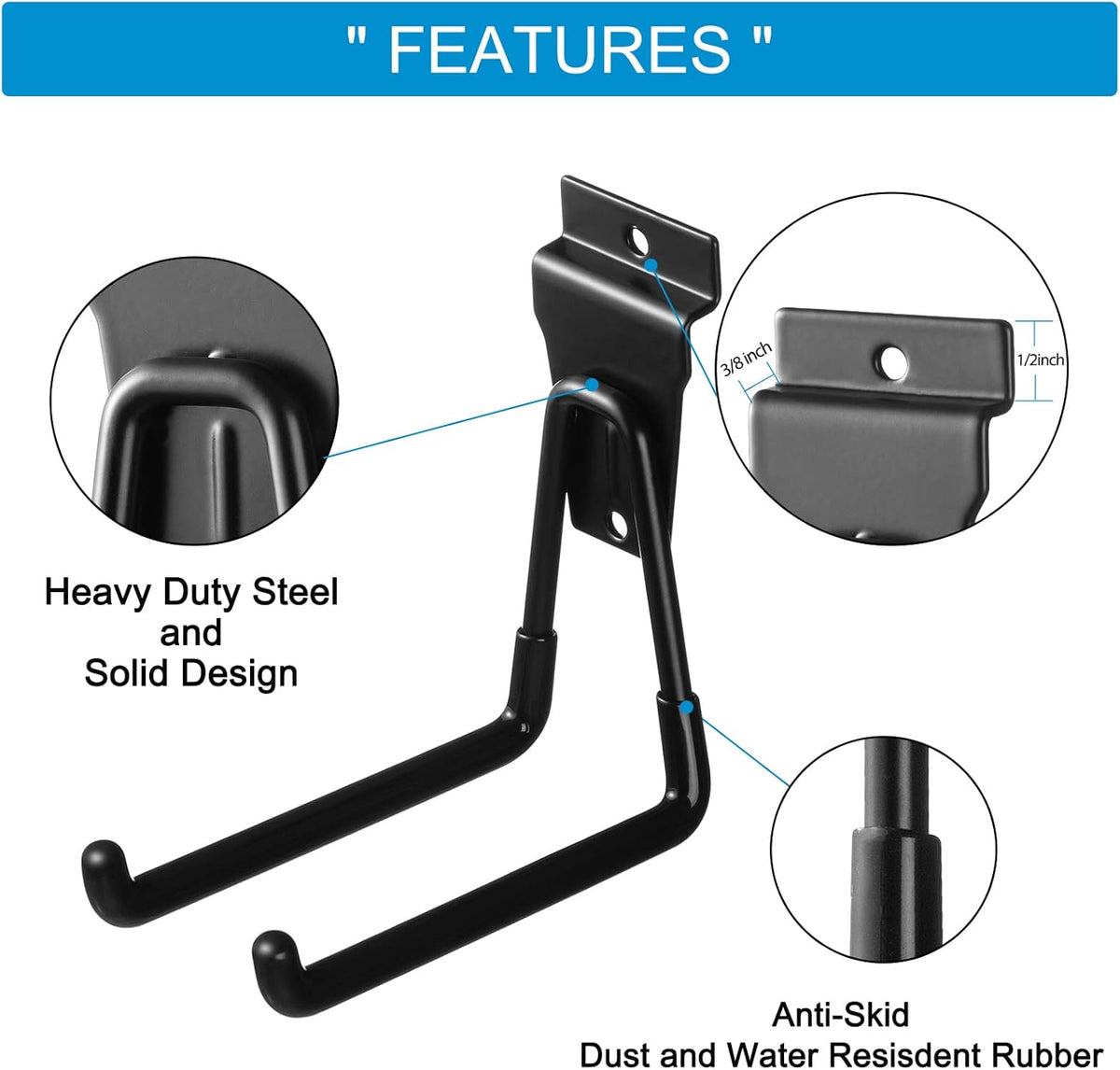 16 Pack Slatwall Hooks, Slatwall Accessories for Garage Storage, Heavy Duty Slat Wall Hanger(Black)