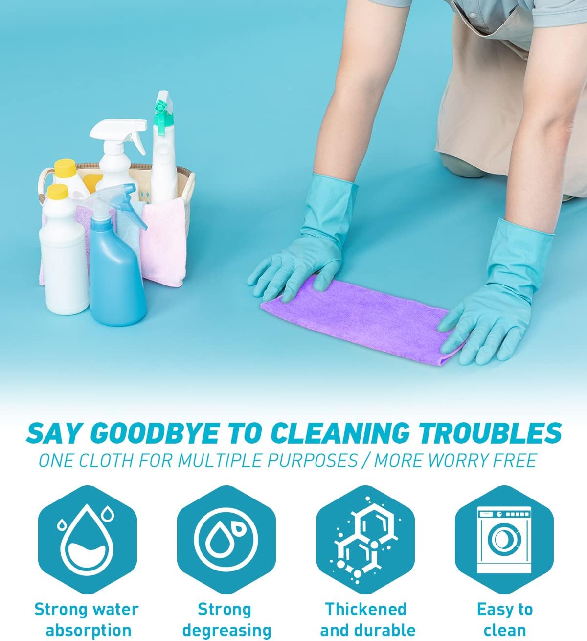 Microfiber Cleaning Cloth-24Pcs (13x13 inch) Ultra Soft Highly Absorbent Rags for Housekeeping-Machine Wash (Purple)