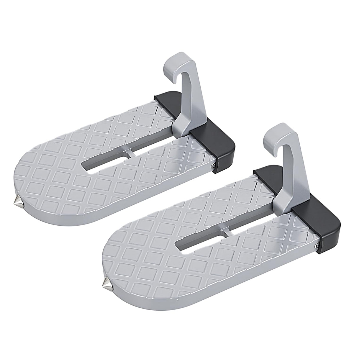 Nilight Car Door Step for Roof Access Universal Car Step Hook for Roof SUV Trucks Folding Aluminum Alloy Vehicle Door Latch Step Pedal with Glass Breaker Safety Hammer, Max Load 400lbs, 2 Pack Gray