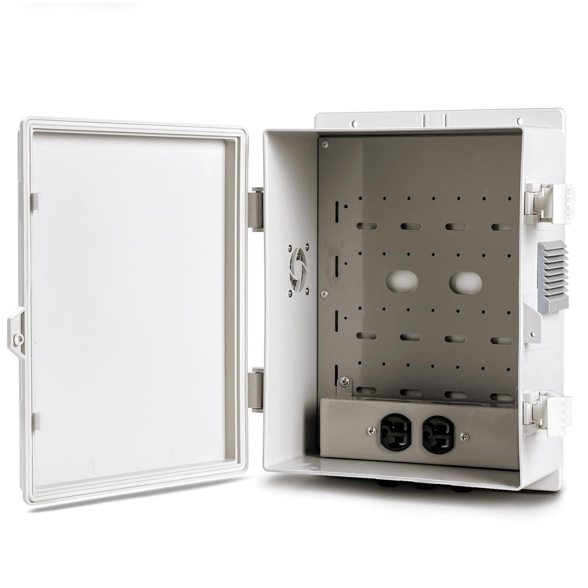 Outdoor Electrical Junction Box, ABS Water Resistant Enclosure with Internal Mounting Panel & Hinged Cover (13" H* 9.2" L* 4.6" W & Outlet)