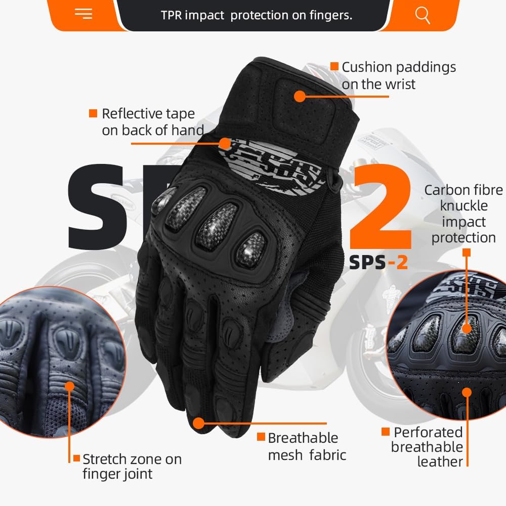 Seibertron SPS Series Touchscreen Motorcycle Motocross BMX ATV MTB Bicycle Cycling Full or Half Finger Gloves Adult and Youth