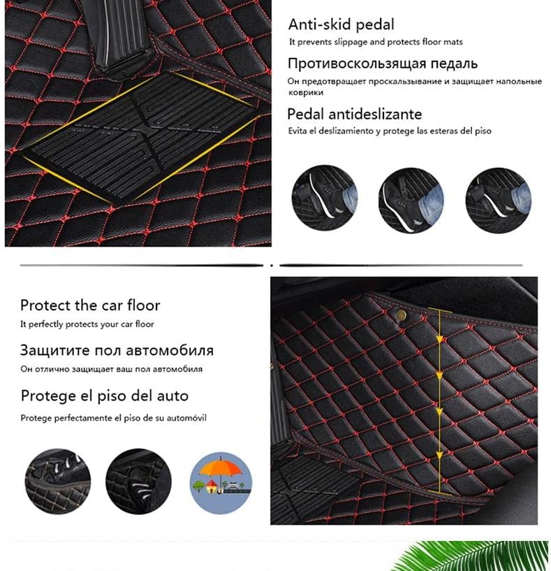 Custom Car Floor Mat Compatible with BMW Mercedes-Benz Toyota Cadillac Lexus Honda Infiniti Nissan Hyundai Kia Audi All Models Cars Sedans SUVs Automotive Mats (Red Stripe)