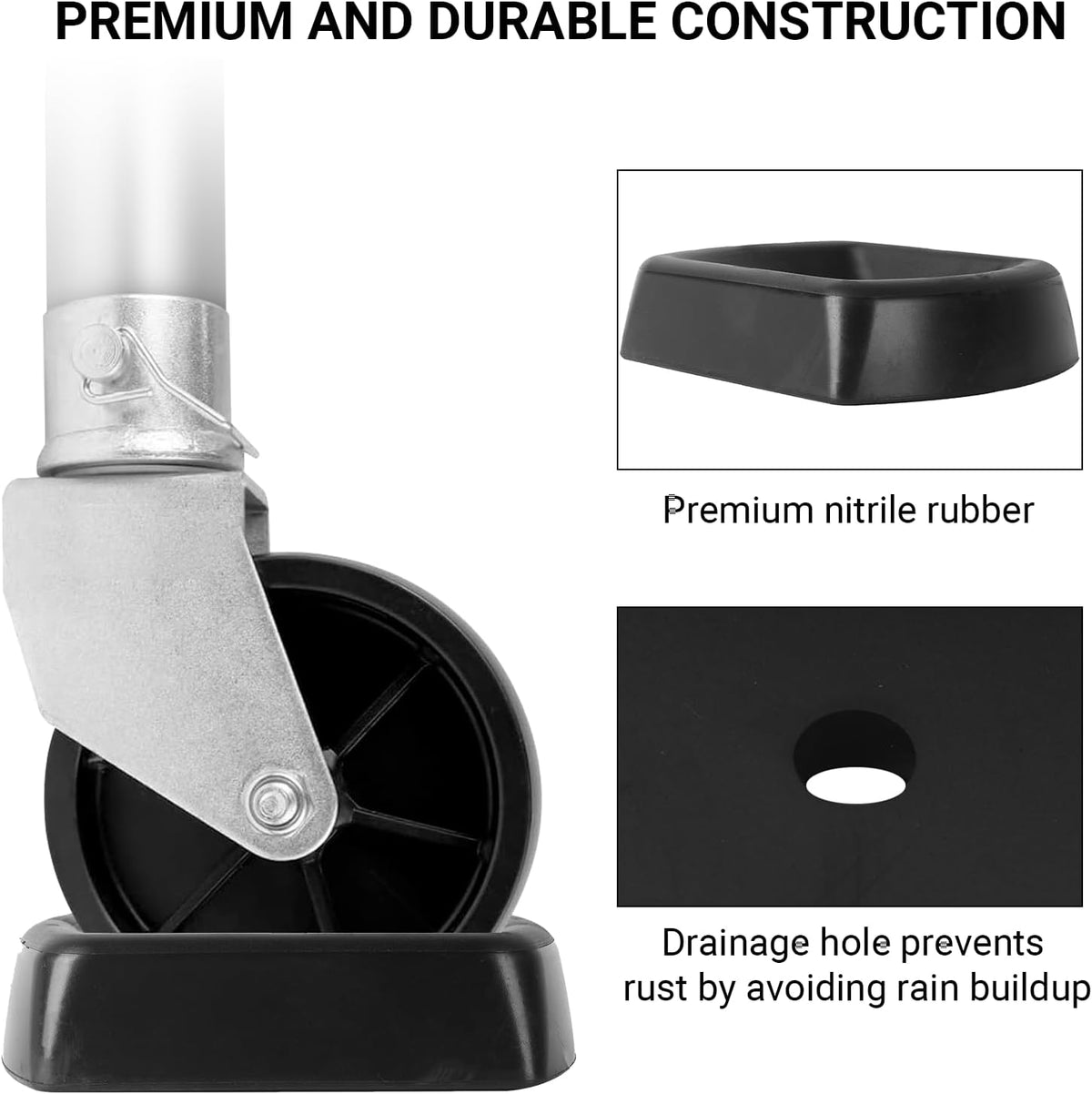 AR-PRO Jack Wheel Chock Stabilizer - Heavy Duty Rubber Travel Trailer Jack Caster Wheel Dock 6" Single Wheel Stopper for Boat RV Trailers and Caravans
