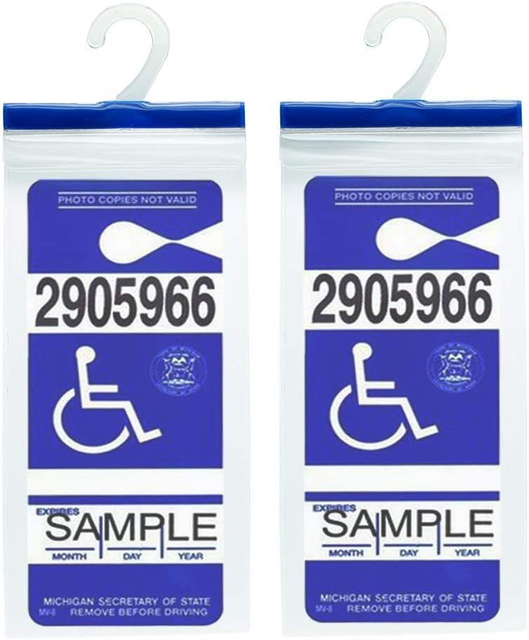 Handicap Parking Placard Holder - Disabled Parking Permit Holder Hanger Sleeve with Larger Hook by Tbuymax(Set of 2)