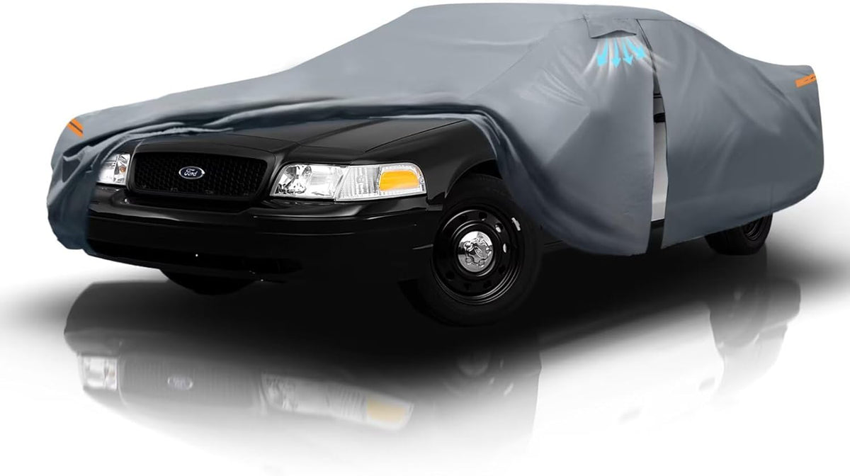 Waterproof Ford Crown Victoria(1991-2010) Car Cover with Breathable Vents, [2025 Upgrade] Premium Covers with Cotton Liner and Zipper Door, Sun Rain Snow Dust Uv Protection.(Gift with Towel)