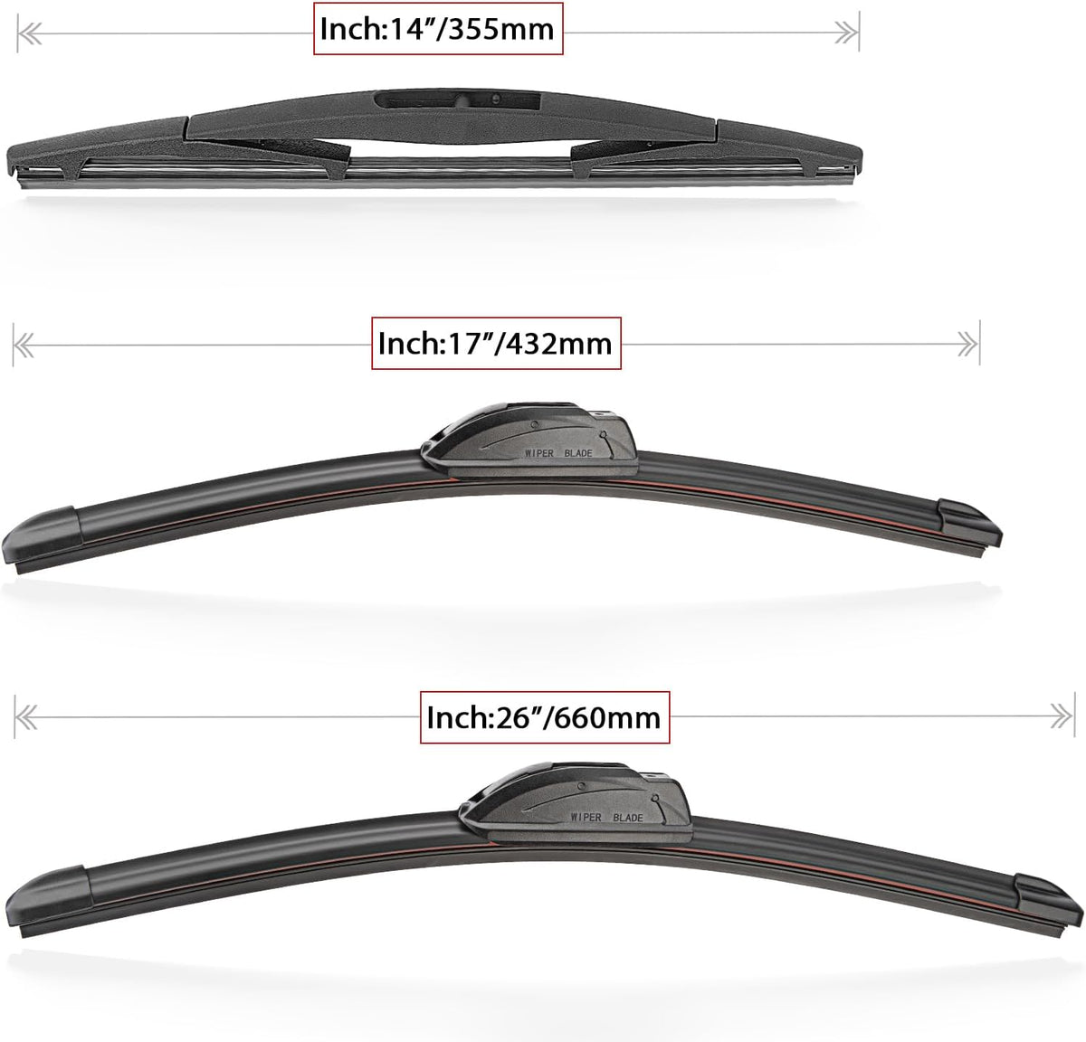 Windshield Wiper Blades Replacement for 2012-2018 Subaru Forester / 2015-2019 Subaru Outback Original Factory Quality Front Rear Wipers Blade Set for My Car - 26" 17" 14" (Pack of 3)