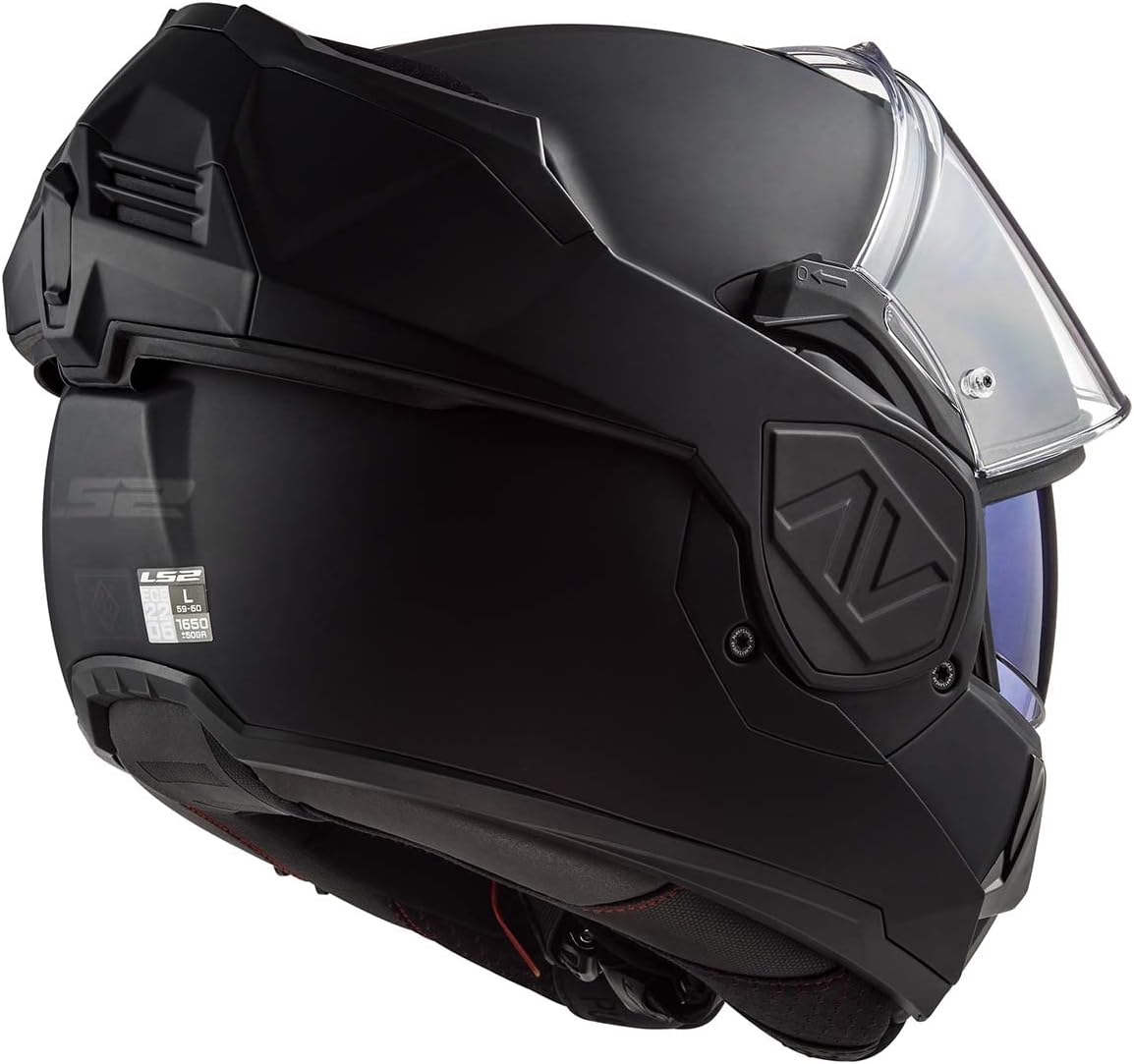 LS2 Helmets Advant Modular Helmet with Integrated Cardo 4X Bluetooth (Noir Matte Black - Large)