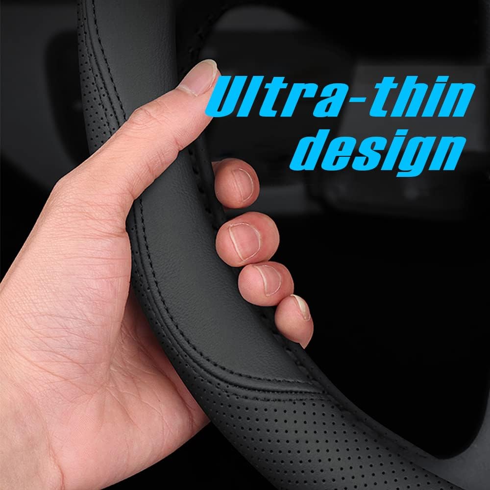 New Nappa Leather car Steering Wheel Cover, Universal 15 inch Black