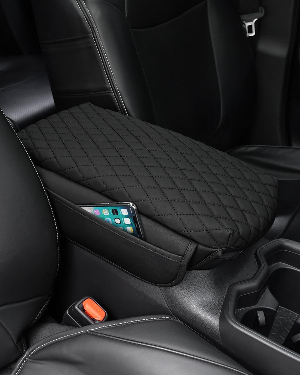 Shademax Center Console Cover Toyota RAV4 2019-2024 2025 2026 Armrest Cover Cushion Pad for Toyota RAV4 Accessories PU Leather Armrest Seat Box Protector with Pockets Storage Bag