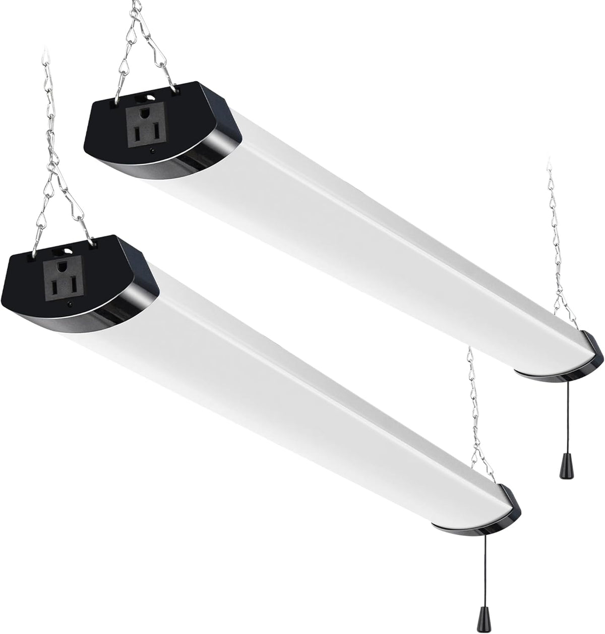 hykolity 4FT 120W LED Shop Light Linkable, 13000lm(400w Equivalent), 5000K Utility Shop Lights for Garages, Workshops, Basements, Hanging or FlushMount, Power Cord and Pull Chain, ETL, Black, 2 Pack