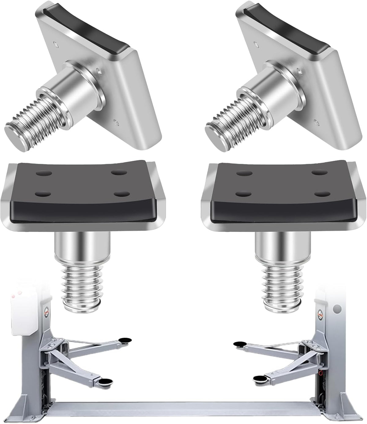 4 Pack Truck Adapter for 2 Post Lift, Hot Dipped Galvanized Steel Lift Pads for Auto/Car/Vehicle, Auto Lift Spin-Up Frame Adapter, Truck Adapter Kit Set for ME & KT Two Post Lifts