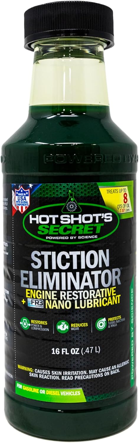 Hot Shot's Secret Original Stiction Eliminator 16oz - For All Vehicles, Gas & Diesel Oil Additive, Reduces Wear, Restores Power & Protects Injectors, Eliminates Injector Stiction