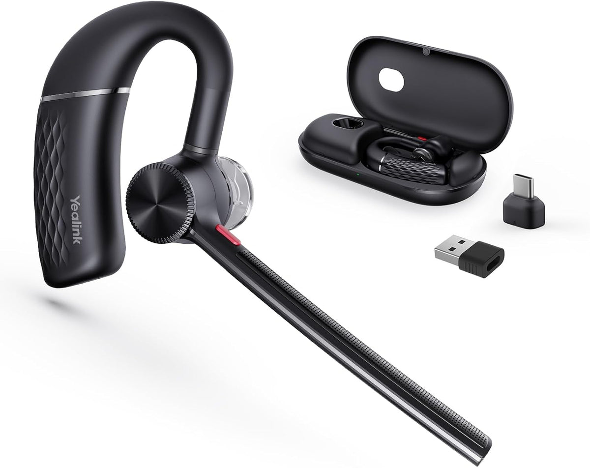 Yealink BH71 Pro Bluetooth Headset with USB-C/A Dongle, Teams Certified, Wireless Earphone for Cell Phone,PC,Laptop,Noise Cancelling Microphone, Adjustable Ear Hook
