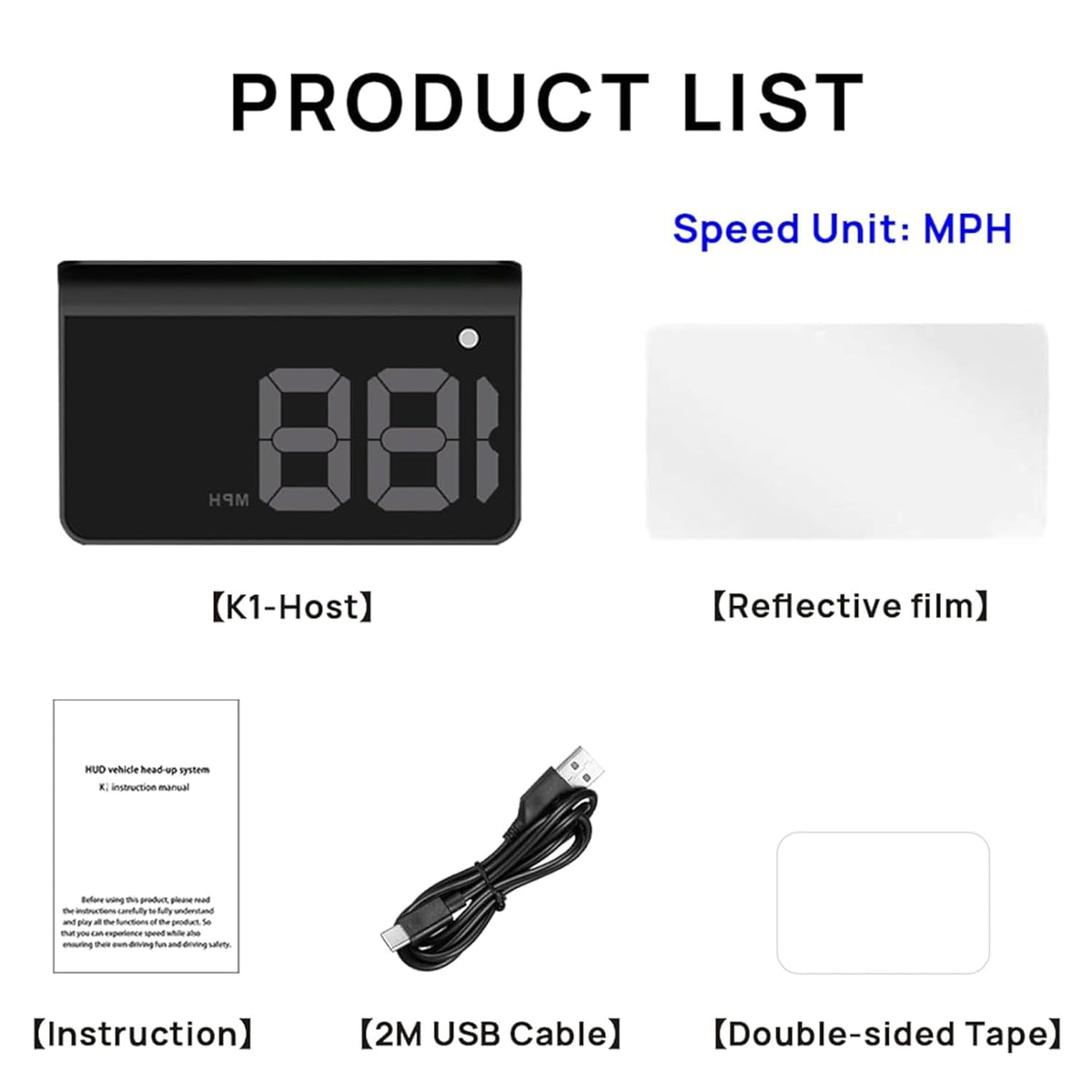 Heads up Display for Cars,Car HUD,Head up Display for Car,Digital GPS HUD Speedometer,USB Cable Plug and Play,Automatic Brightness Adjustment,Large Font Display