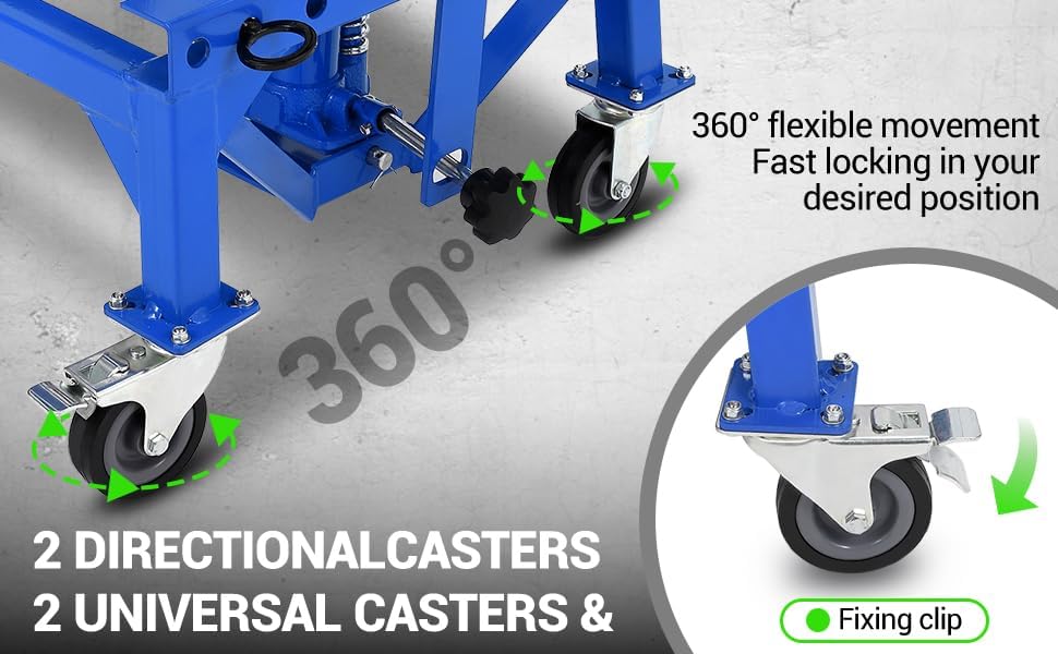 Hydraulic 350LBS Motorcycle Lift Jack - Foot-Pump Scissor Lift Table with Safety Lock, Wheels & Oil Drain Hole - Height Adjustable 13.78-34.25" for ATV, Dirt Bike, Cruiser Maintenance