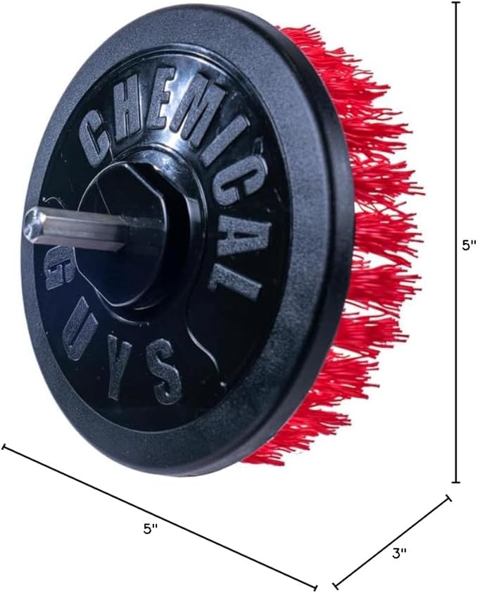 Chemical Guys ACC508 Heavy Duty Spinner Multi-Surface Drill Brush Attachment (Fits Any Standard Drill - Power Scrubber Removes Heavy Stains, Dirt & Grime from Grout, Tubs & Showers), Red