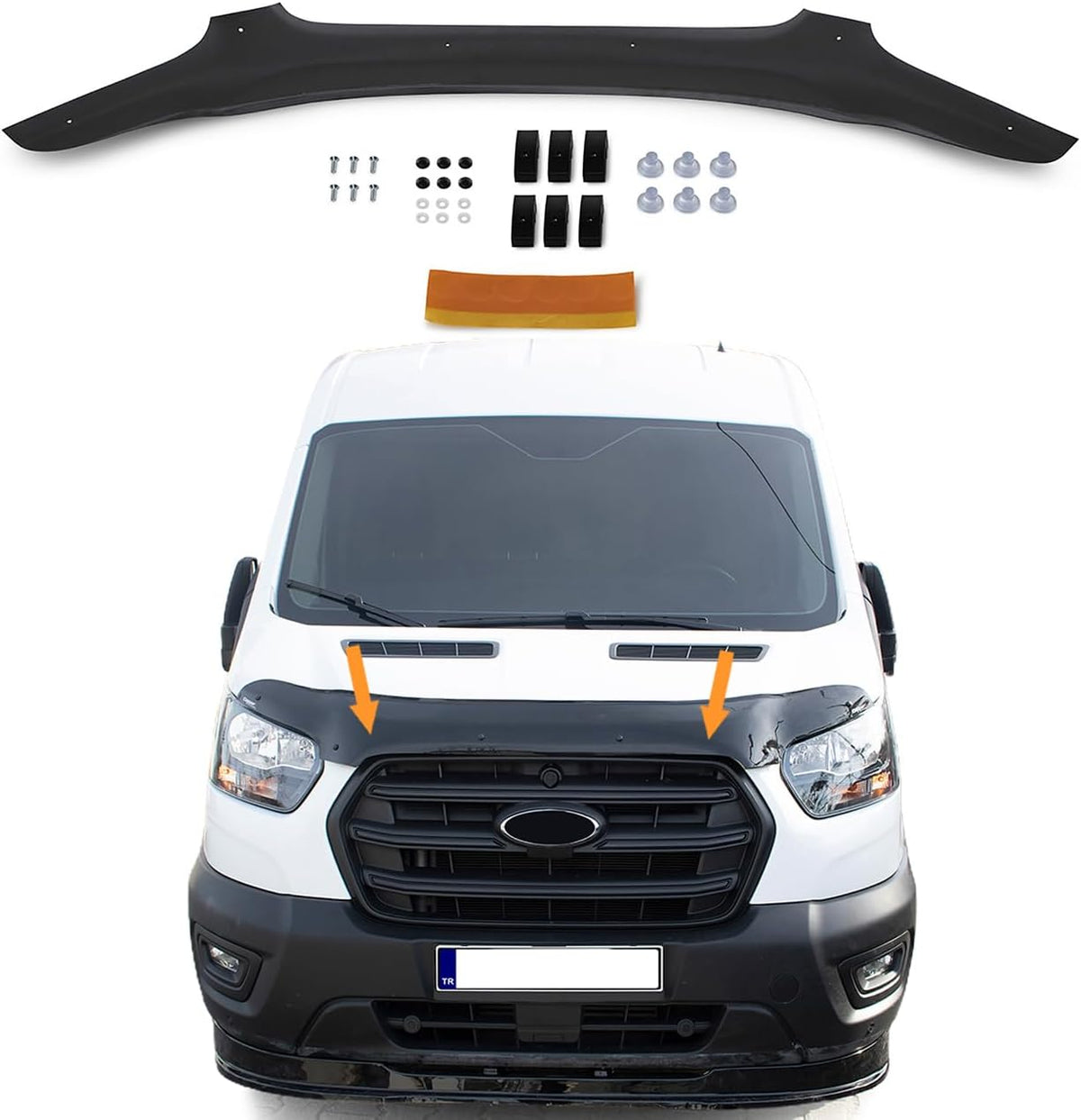 Hood Deflector Guard Fits Ford Transit 2019-2025 | Bug & Bonnet Shields, Protects from Particles & Bug, All Weather - Durable - Easy assembly without Drill