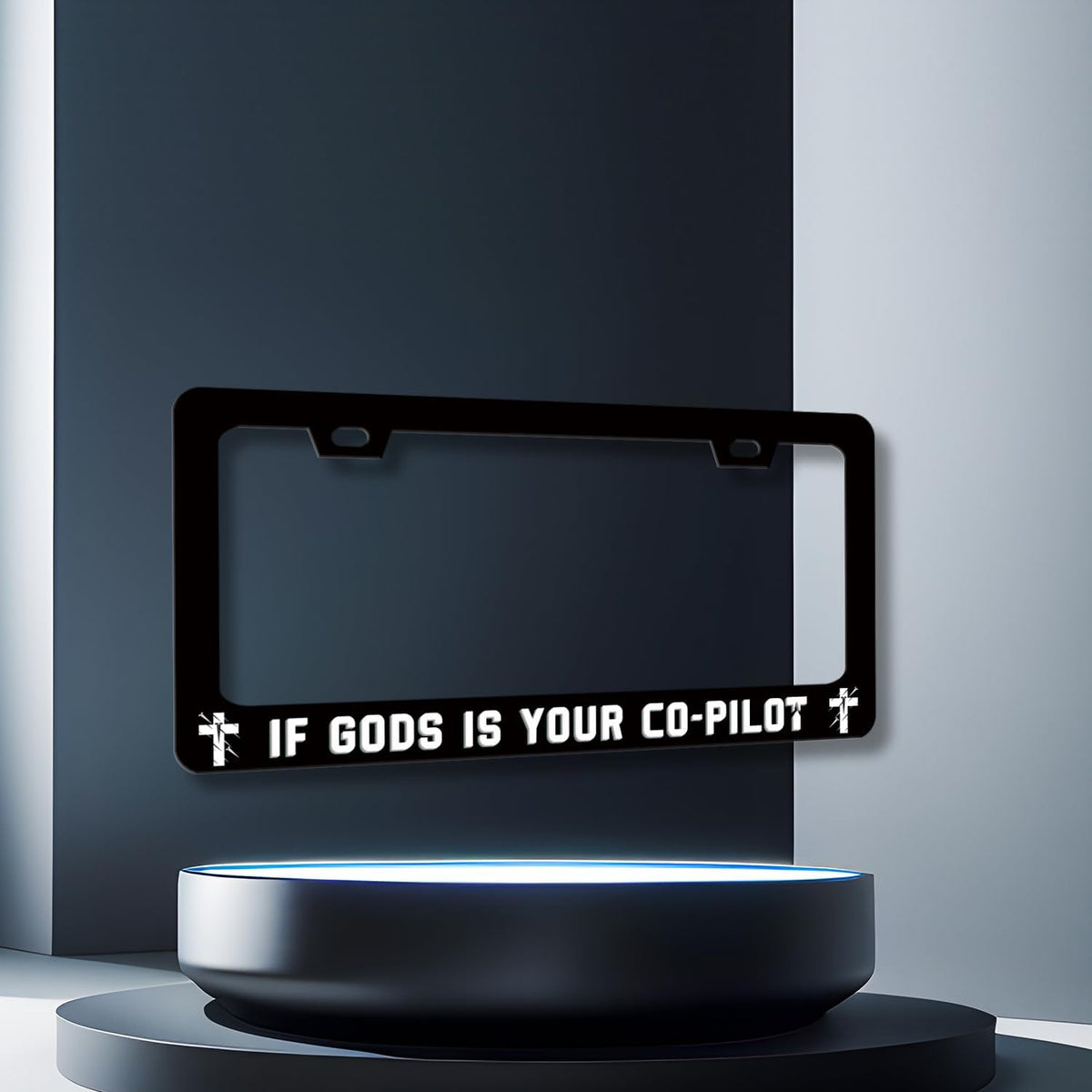 If Gods is Your Co-Pilot License Plate Frame Funny Jesus License Plate Stainless Steel Christian Car Accessory Religion License Plate Decoration Men Women Size 12.2" x6.2" with Screws