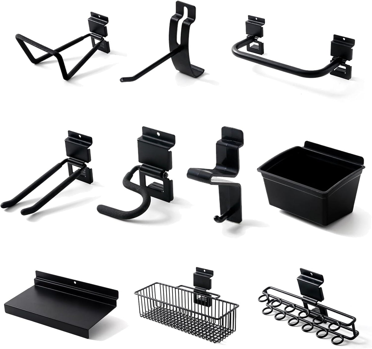 Black Tool storage wall Broom Holder Mop Hanger Wall Mount Plastic nano-molecule Organization Garage Storage System Garden Kitchen Tool Organizer Wall Control 2ft 3.8 ft.