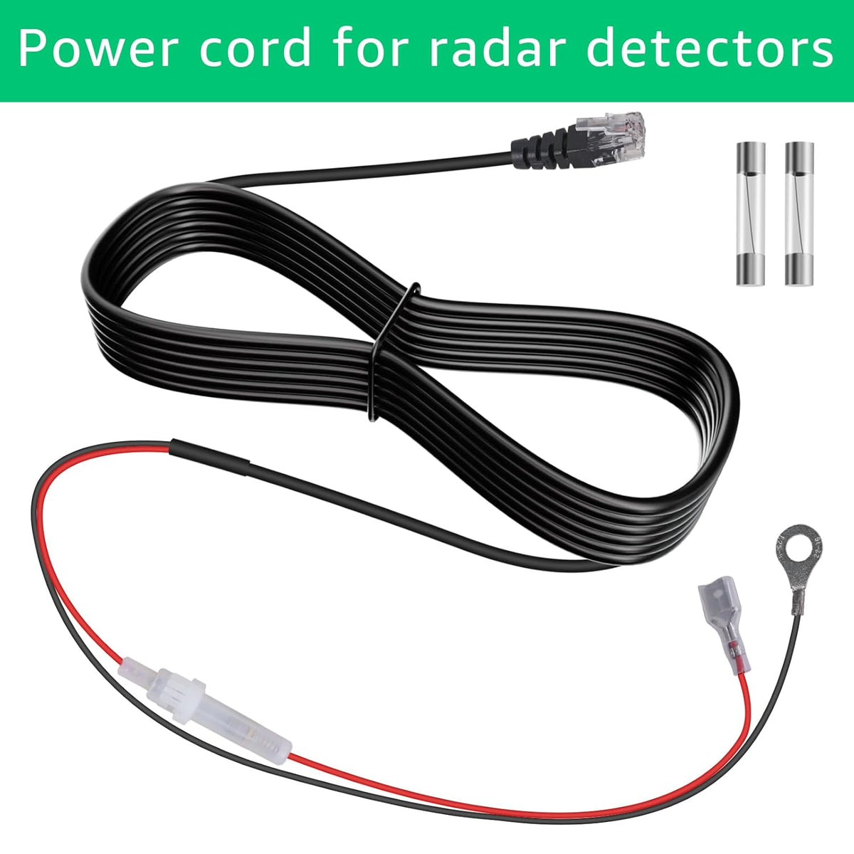 9.8 feet Long Straight Through Power Cord for Radar and Laser detectors Compatible with Cobra Escort Direct Wire