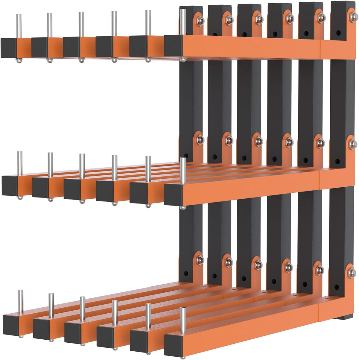 Lumber Rack Wall Mount, Lumber Storage Rack, Heavy Duty Wood Storage Racks with 9-Level System, 1080 lb Substantial Garage Wood Organizer, Orange Lumber Metal Racks for Indoor and Outdoor (6 PACK)