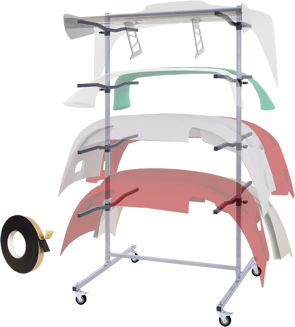 Floor Mobile Bumper Storage Rack,Heavy Duty Double Sided Bumper Storage Rack for Automobile Parts - Maximize Efficiency Universal Auto Body Rolling Parts Storage Stand for Repair Shops Garages