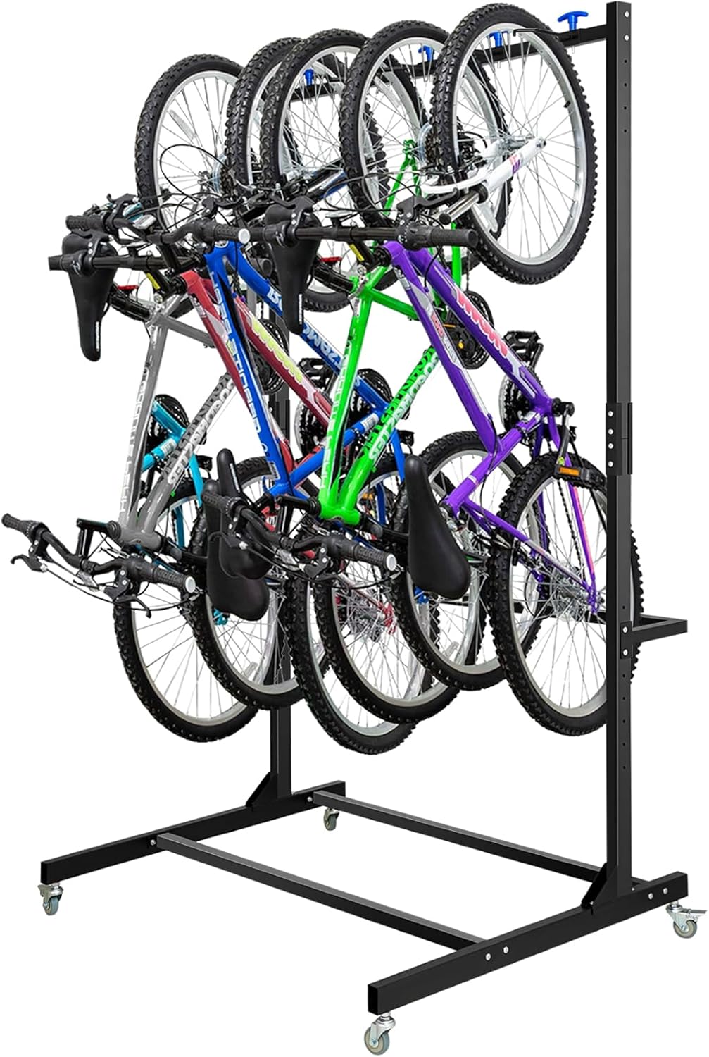 Freestanding Bike Storage Rack, Hold Up to 5 Bikes Sturdy Steel Bicycle Rack, Bike Storage Racks for Garage Organizer, Indoor and Outdoor Bike Storage Rack