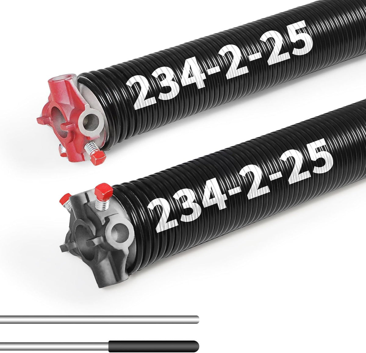 Pair of 2"Garage Door Torsion Springs Set with Non-Slip Winding Bars, Electrophoretic Coated (0.234X2"X25")