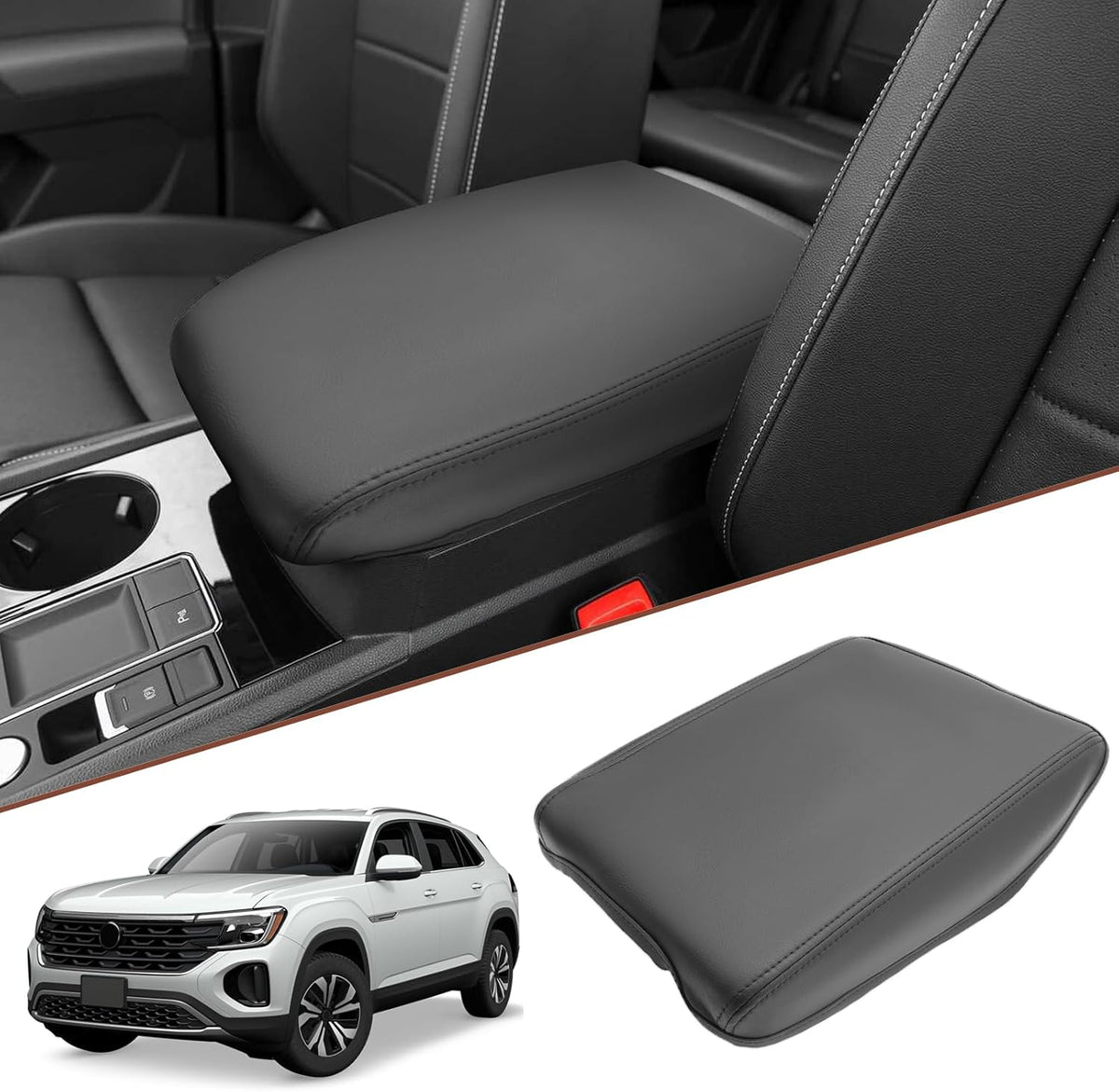 SKTU for 2024 2025 2026 Volkswagen Atlas Center Console Cover 2024 2025 2026 VW Atlas Armrest Cover Atlas SE/SEL Center Console Pad Volkswagen Atlas 2024 2025 2026 Accessories Center Console Cushion