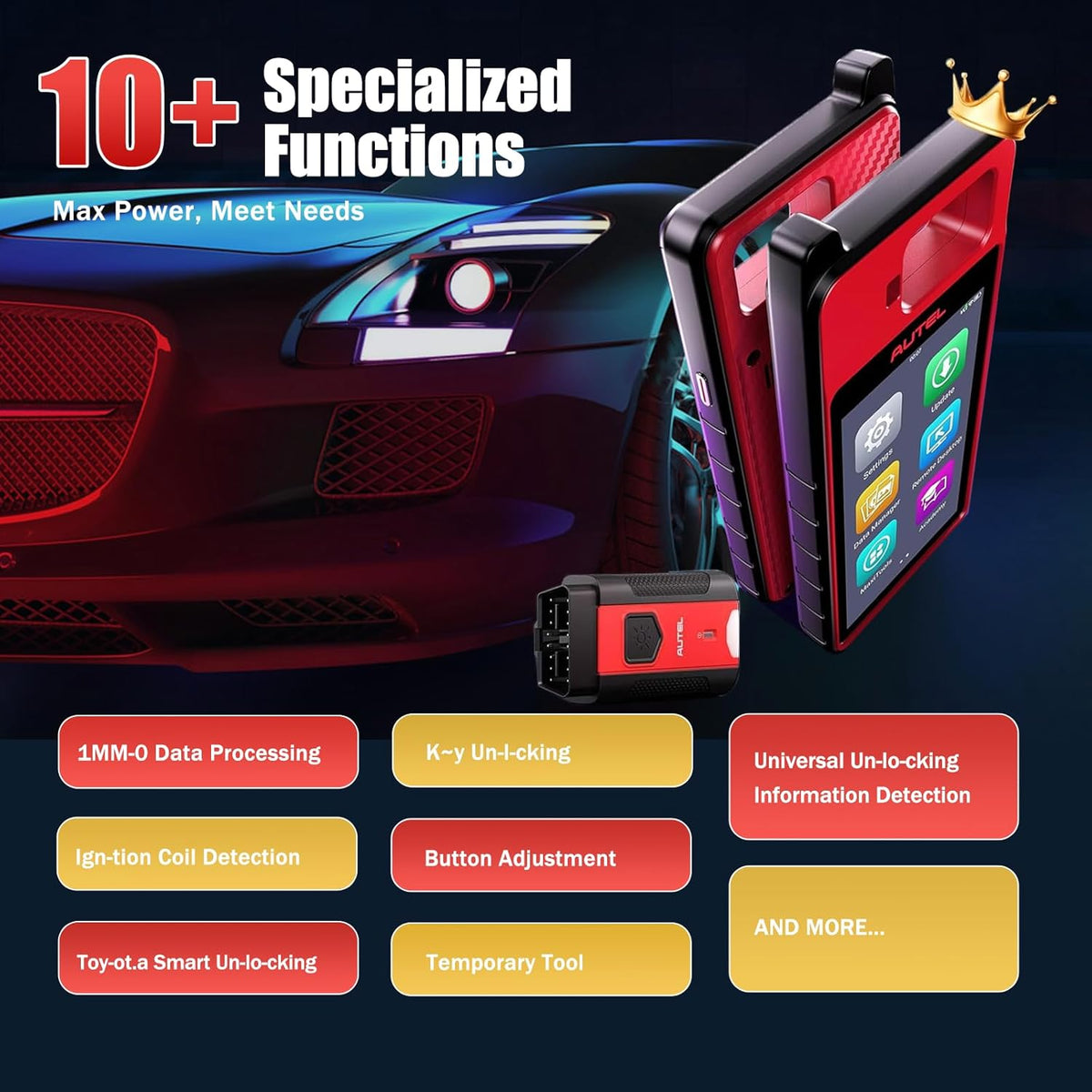 Autel KM100 Scanner Same as KM100X/E, Lite of IM508S Pro IM608 PRO 2 Programming Tool Free Update OBD Learning On 99% Car, Scan VIN/License Built-in APB112