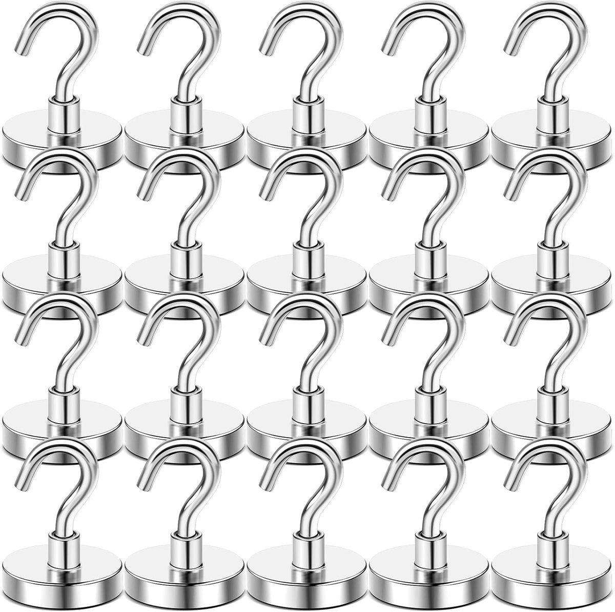 DIYMAG Magnetic Hooks, 118 LB Heavy Duty Strong Magnet with Hook, Rare Earth Neodymium Magnets for Hanging, Magnetics Hanger for Curtain, Home, Kitchen, Workplace, 20 Packs