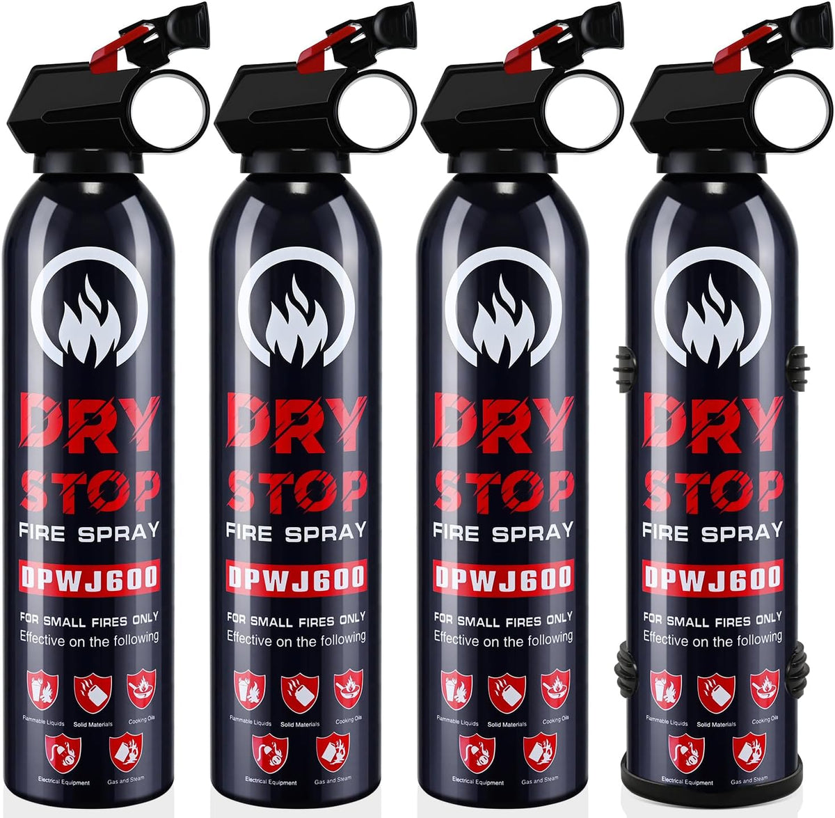 4 Pack Dry Powder Fire Extinguisher - Portable Dry Chemical Fire Extinguisher for Home, Car, Garage, Kitchen - Works on Electrical, Grease and More
