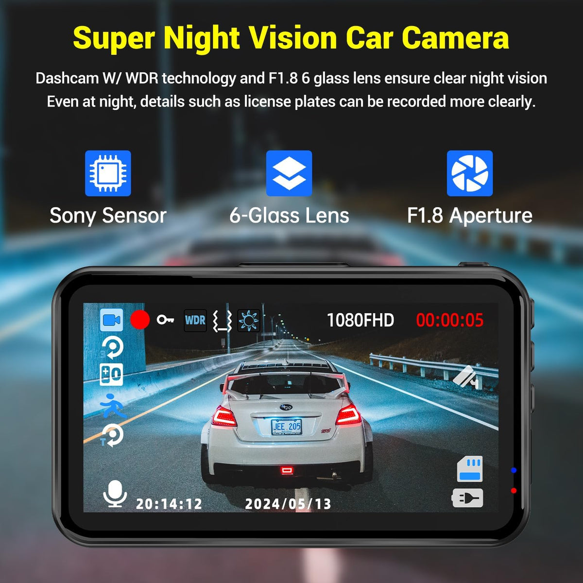 Dash Cam, Dash Camera for Cars 1080P FHD Dashcam DVR Car Camera Dash Cam Front W/ 32GB Card,Night Vision,170°Wide Angle 3”IPS Screen Dash Camera Loop Recording G-Sensor Motion Detection Parking Mode