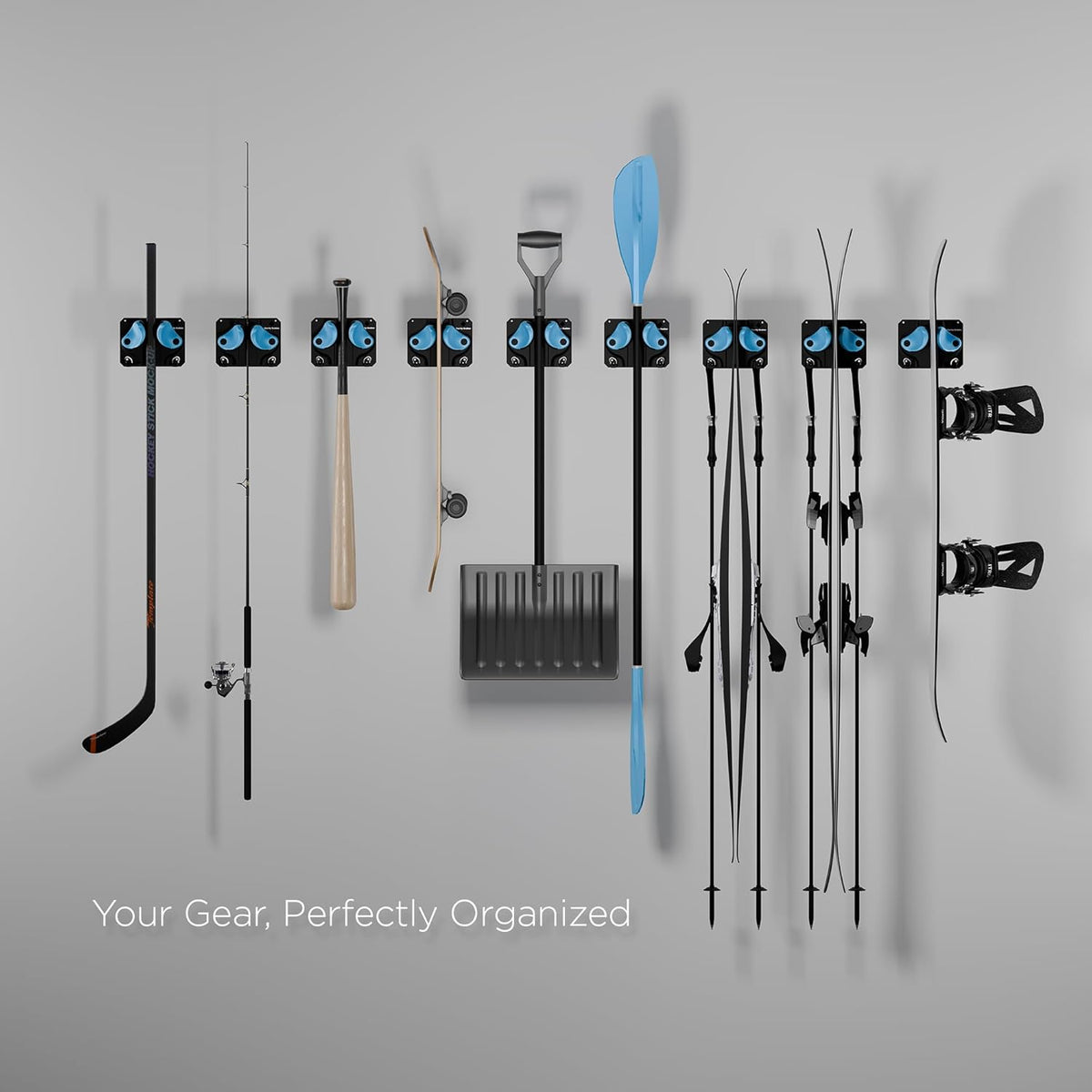 Ultimate Ski & Snowboard Wall Storage Rack - Fits any Ski or Snowboard - Save Your Rocker, Tips and Tails - Damage-free - 6x - Black