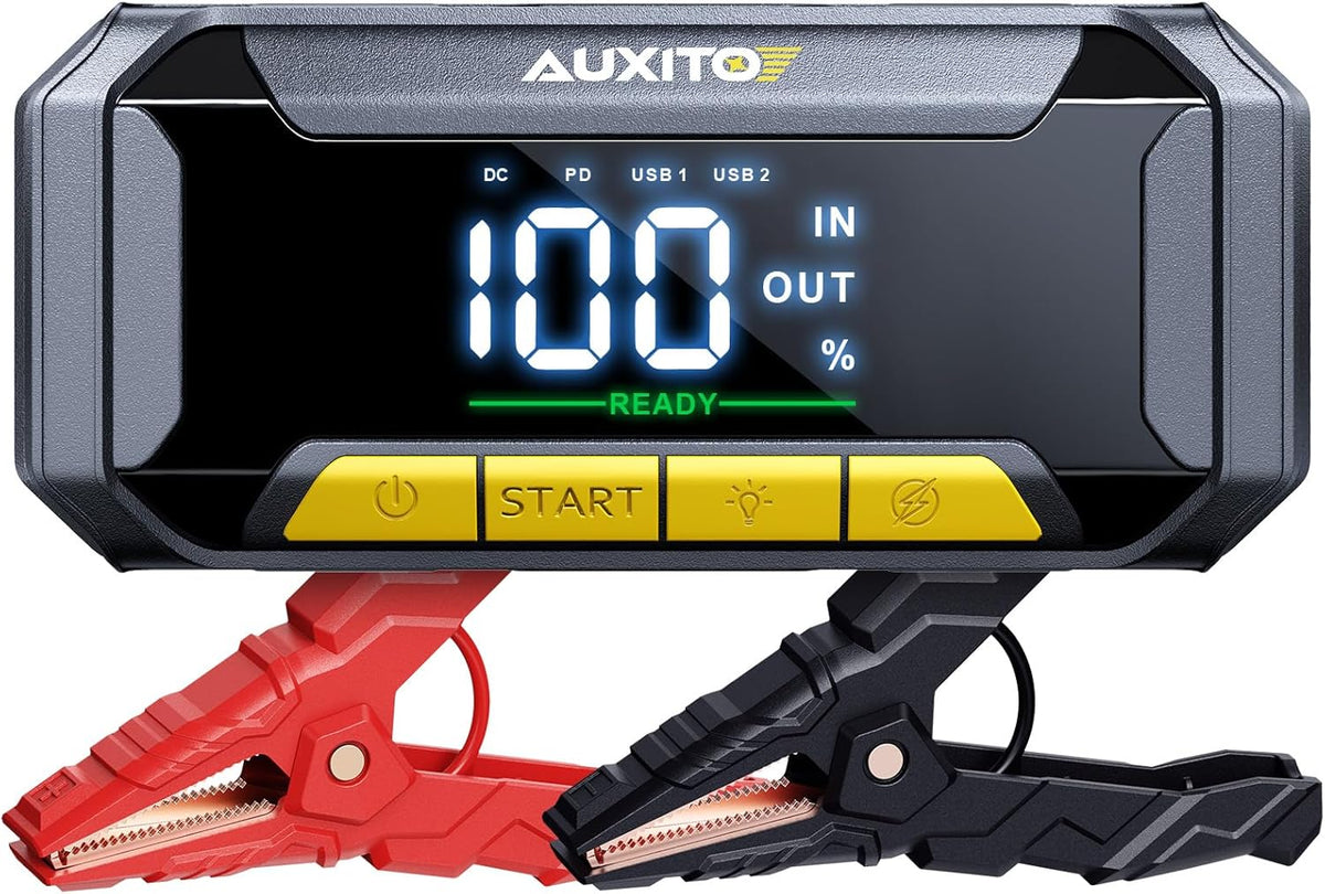 AUXITO 8000A Car Battery Jump Starter Boost Force Start Function Jump Box 60W Fast Charging 160W DC Output Portable Jump Starter for 12V Vehicle 700LM Super Bright Flashlight (All Gas/Diesel)