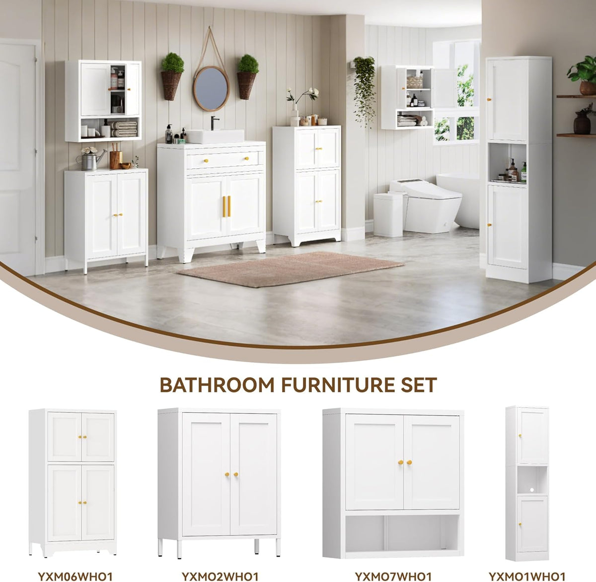 Metal Bathroom Storage Cabinet, Metal Storage Cabinet with 2 Adjustable Shelves & 2 Doors,Freestanding Sideboard for Small Spaces (White, Wall Cabinet-22.59" H)