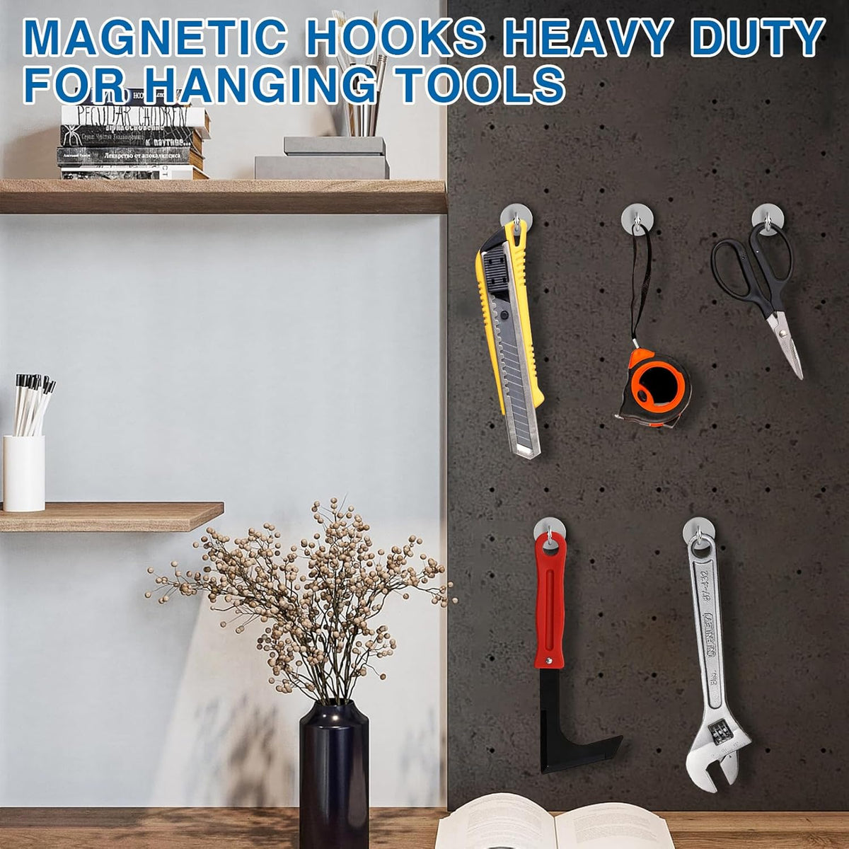 LOVIMAG Strong Magnetic Hooks, 100LBS Magnet Hooks for Cruise Cabin, Super Powerful Neodymium Magents for Cruise Essentials Must Haves, Heavy Duty Magnets for Metal Door, Refrigerator,Ceiling - 6 Pcs