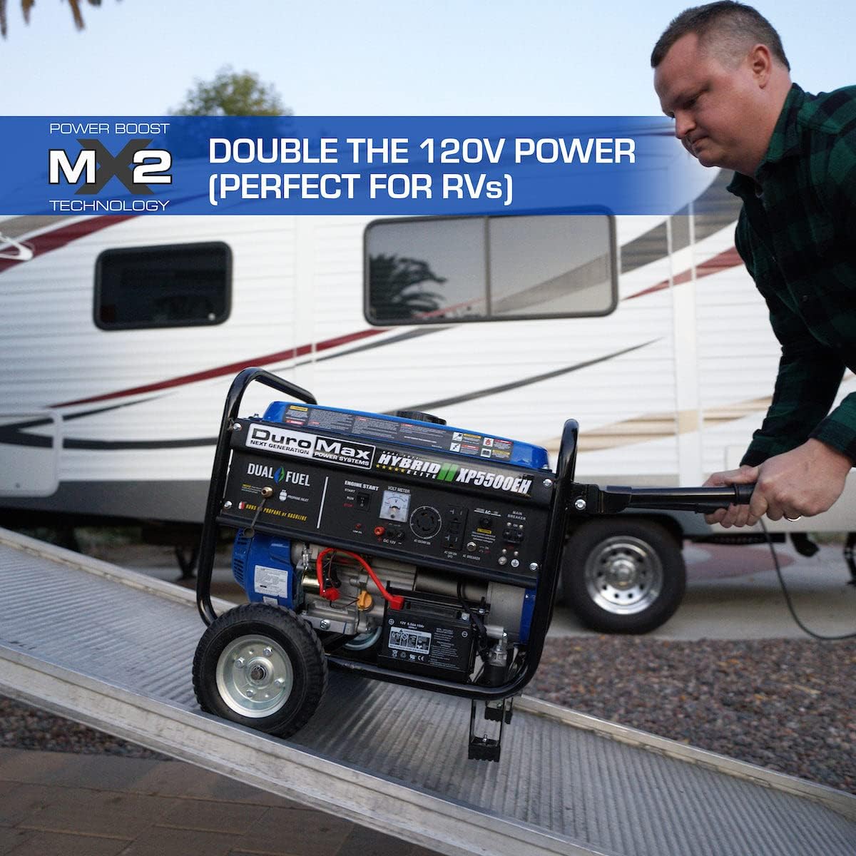 DuroMax XP5500EH 5,500-Watt Dual Fuel Portable Generator - Gas & Propane, Electric Start, RV & Emergency Ready
