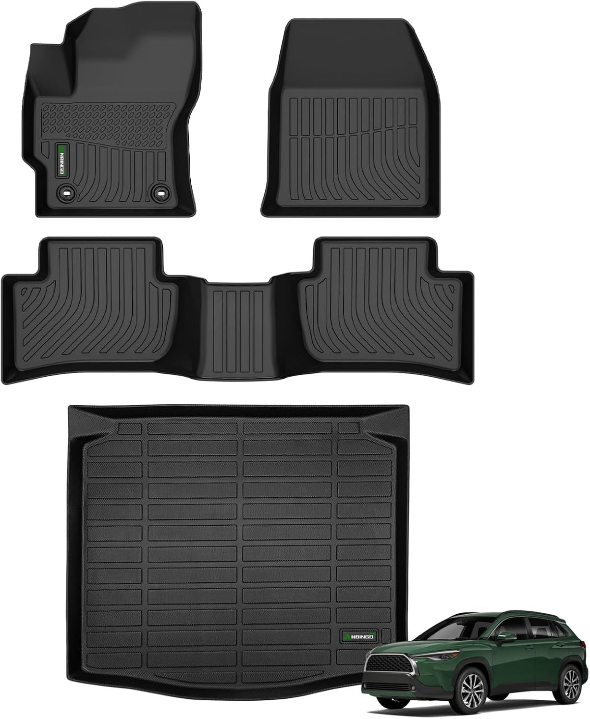 ANBINGO®-Floor Mats & Cargo Liner for Toyota Corolla Cross AWD 2022 2023 2024 2025 2026 (Not for Fuel FWD & Hybrid) All Weather Waterproof for 2024 Corolla Cross Car Mats Accessories