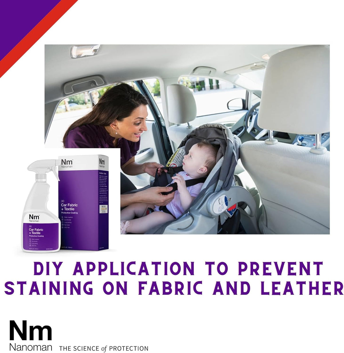 NANOMAN Nano-Technology Car Fabric & Upholstery Care (750ML) Hydrophobic Waterproof Protector and Stain Guard for Auto Interior Fabrics, Seats, Carpets and Floor Mats.