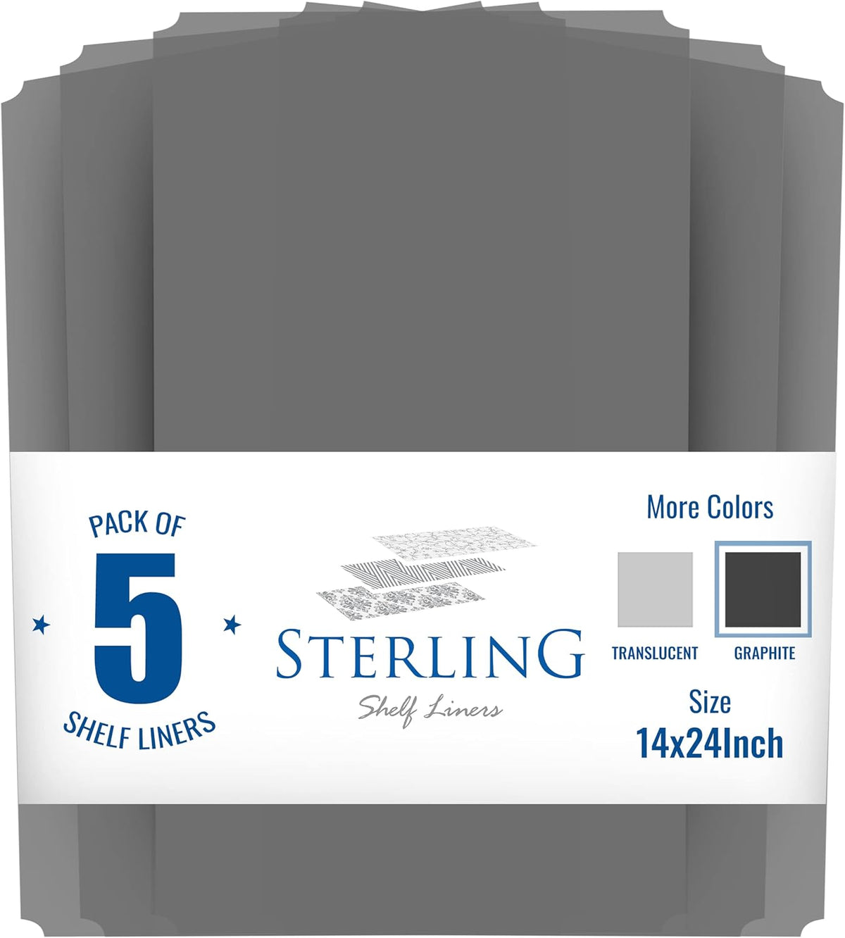 Shelf Liners for Wire Shelf System: Set of 5 in Graphite: 13.4 x 23.2 inch: Plastic Wire Shelving Shelf Mats