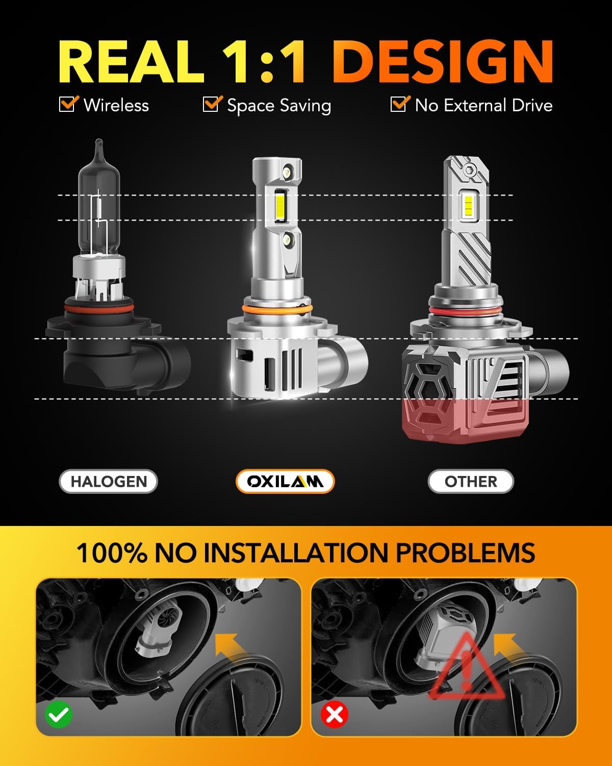 OXILAM 9005/HB3 LED Bulbs 40000LM 900% Ultra-Bright, 3 Min Quick Install, 20 Years Lifespan, No Flicker, 99% Compatibility