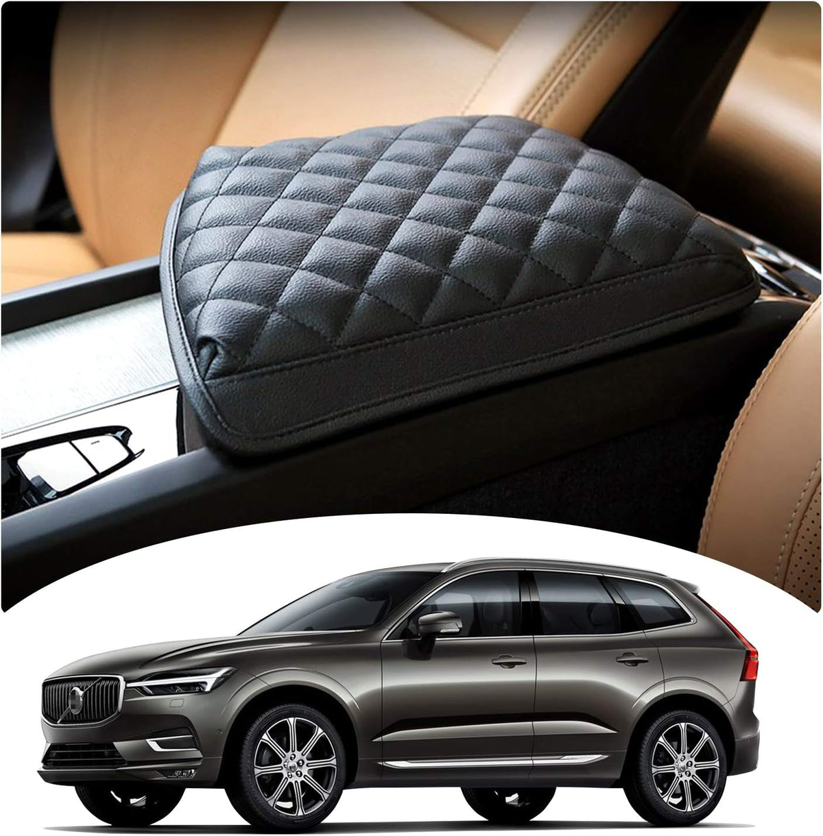 LFOTPP 2024 XC60 Armrest Cover for XC60 (2018-2024) Center Console Cover for 2018-2021 2022 2023 2024 XC60 Arm Rest Cover Interior XC60 Accessories 2024 XC60 Console Leather Anti-Scratch Waterproof